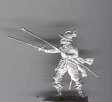 Schwedischer Führer mit Helm, gepanzert, fechtend