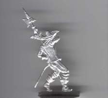 Pikenier mit Helm, rückwärts fallend