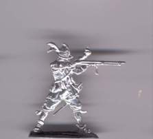 Musketier mit Hut, stehend, ohne Gabel, Ladungen am Bandelier